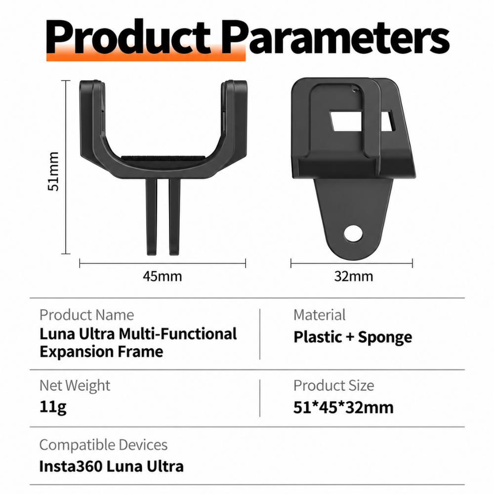 Black plastic expansion frame for Luna Ultra
