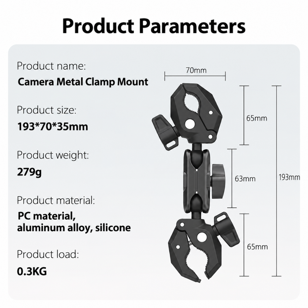 Dual Ball Head Clamp Mount | 360° Bike & Motorcycle Handlebar