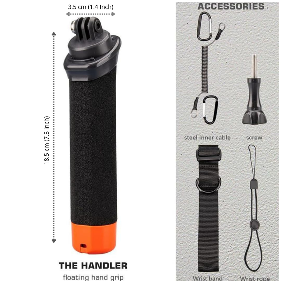 Anti-slip floating handle bobber stick for action cameras