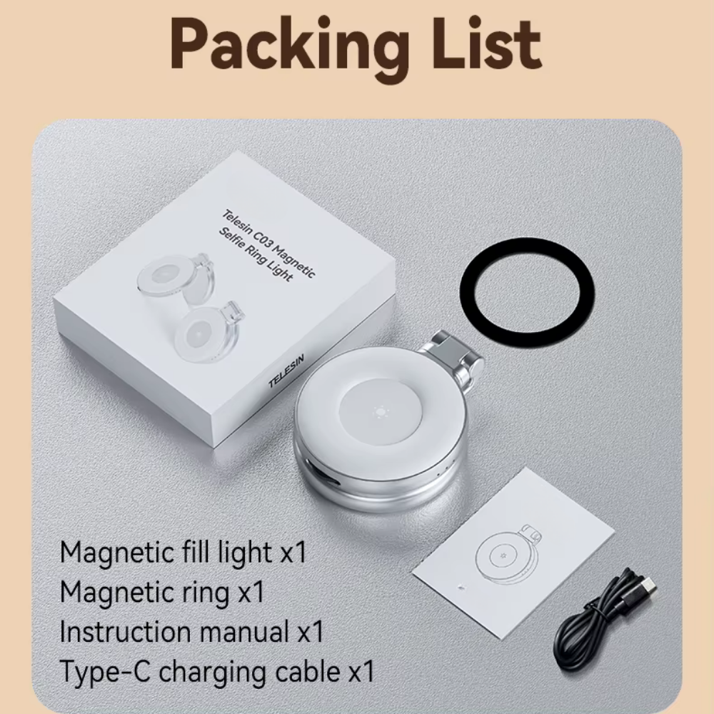 Adjustable selfie ring light for mobile photography and video calls