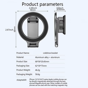 Cold shoe adapter magnetic mount for lights and microphones