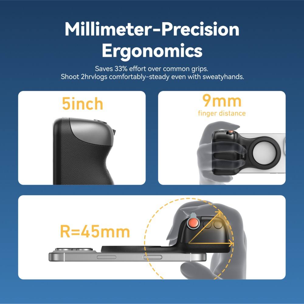 ShotGrip Magnetic Camera Grip with Wireless Shutter for Smartphones |  Black