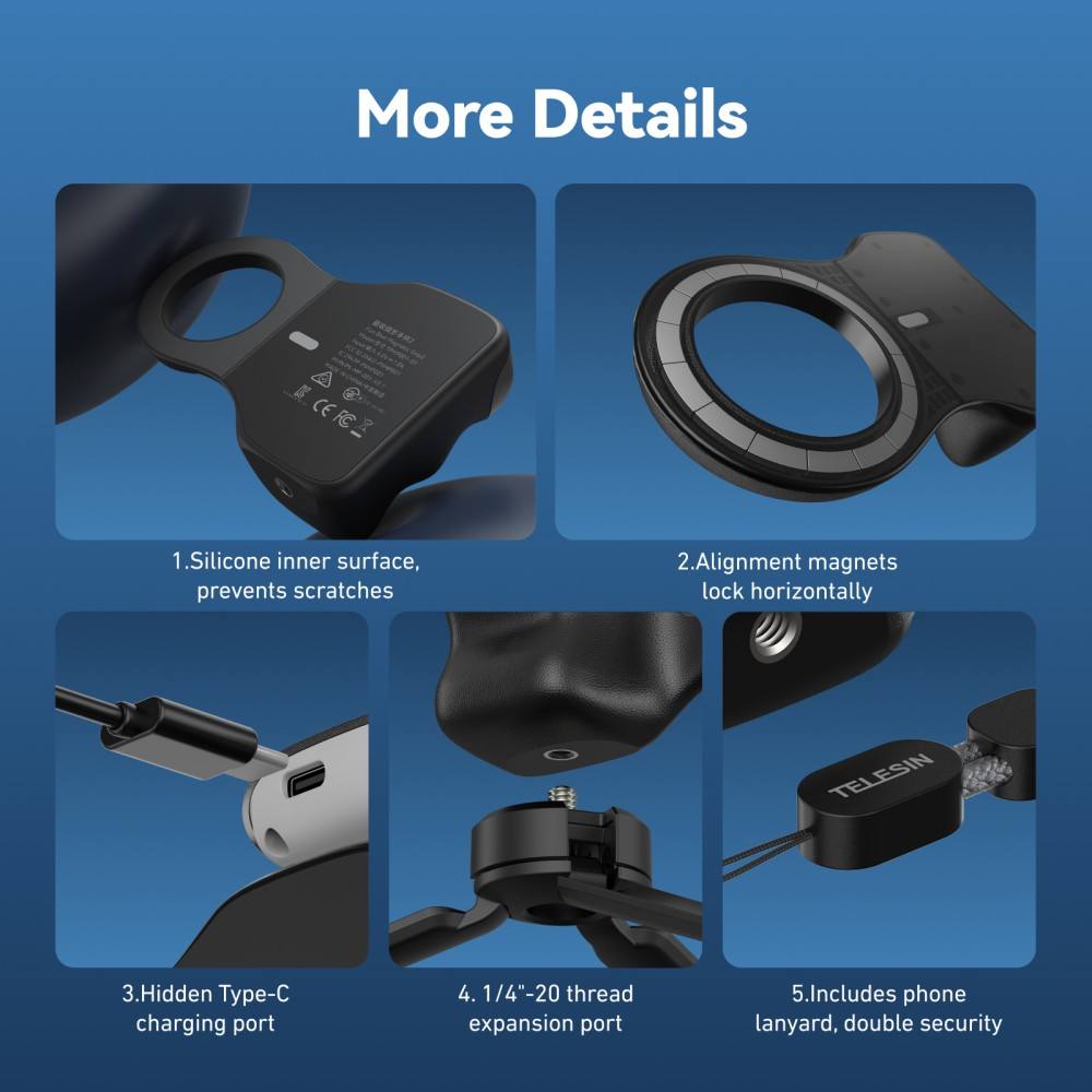 ShotGrip Magnetic Camera Grip with Wireless Shutter for Smartphones |  Black