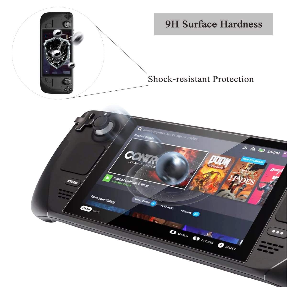 Ultra clear tempered glass film for Steam Deck display