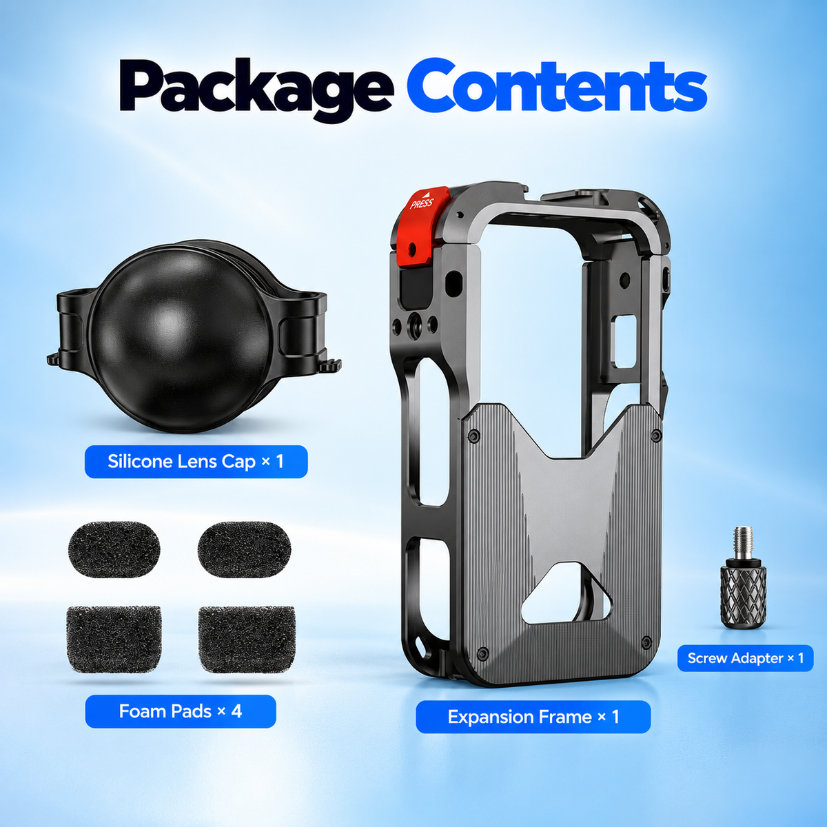 Insta360 X6 Aluminum Protective Cage with Silicone Lens Cap and Safety Screw