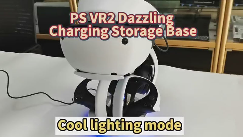 PS VR2 headset storage dock with RGB lighting effects