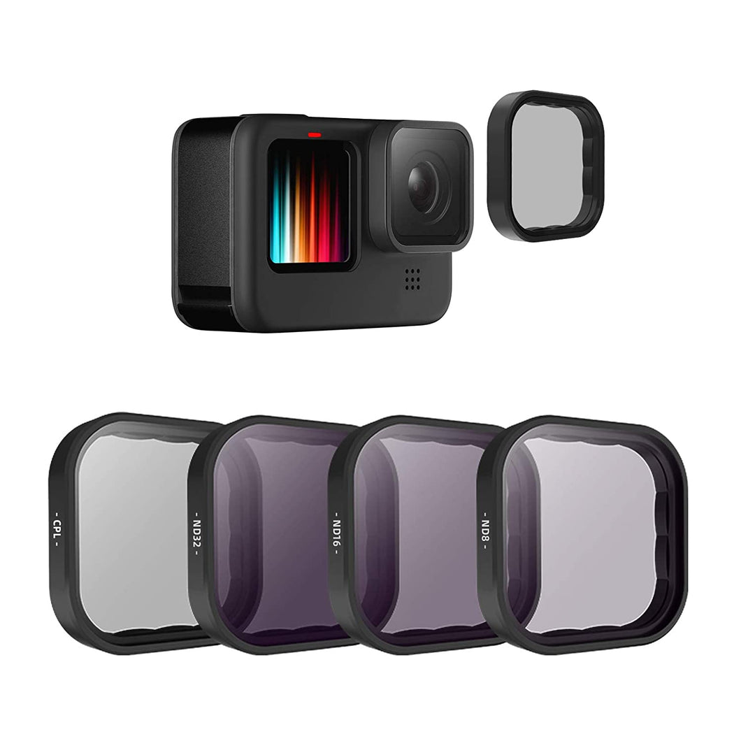 TELESIN  Lens Filter Set of CPL ND8 ND16 ND32 For GoPro Hero 12/11/10 & 9 Black