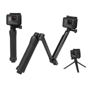 3-Way Monopod Grip Arm Tripod Foldable Selfie Stick, Stabilizer Mount Holder For GoPro Hero 7/6/5,SJCAM SJ6, SJ7,SJ5000,Yi & Other Action Cameras