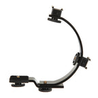 C ShapedDual Hot Shoe Mount Bracket ForNikon Canon Sony Pentax DSLR Camera or Camcorder Accessory Like LED Video Light,Microphone,Monitor,Flash
