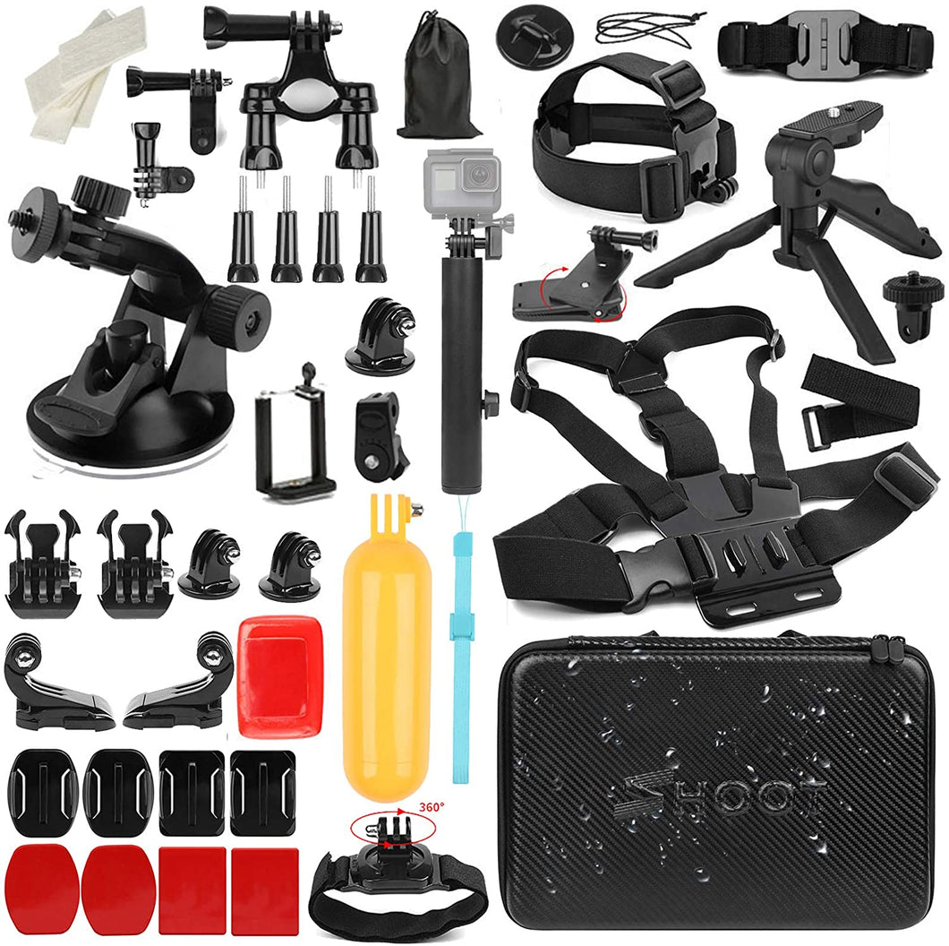 Yantralay 51 in 1 Go Pro Accessories Kit with 3 way Monopod Tripod For Go Pro Hero 9/8/7/6, SJCAM, DJI OSMO & All Other Action Camera (Waterproof Large Carrying Case,Chest Strap & Mounts)