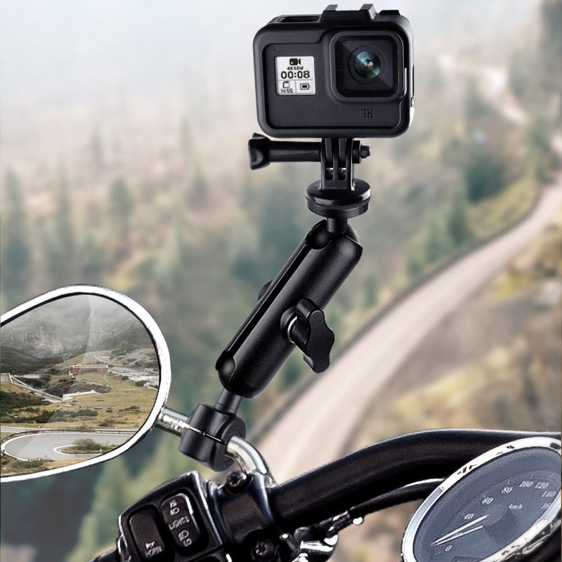 Bike Camera Mirror Mount Bracket with 1/4 Metal Stand for Action Cameras