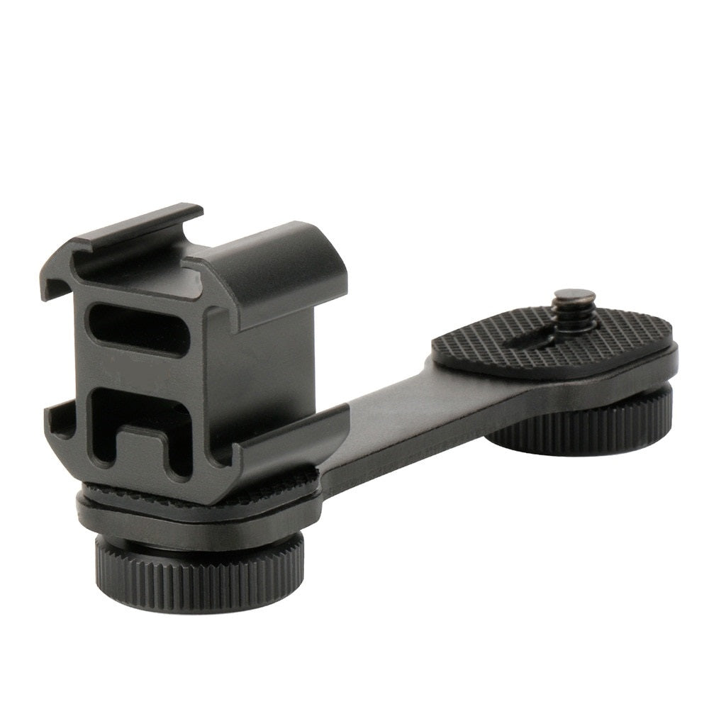 C ShapedDual Hot Shoe Mount Bracket ForNikon Canon Sony Pentax DSLR Camera or Camcorder Accessory Like LED Video Light,Microphone,Monitor,Flash