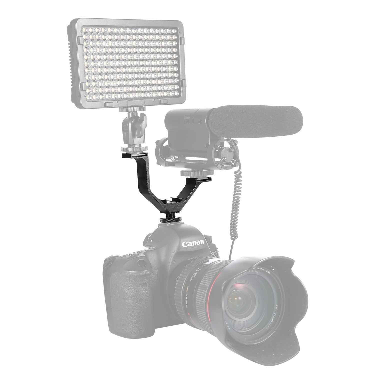 Universal V Shape Triple Hot Shoe Mount Bracket ForNikon Canon Sony Pentax DSLR Camera or Camcorder Accessory Like LED Video Light,Microphone,Monitor,Flash