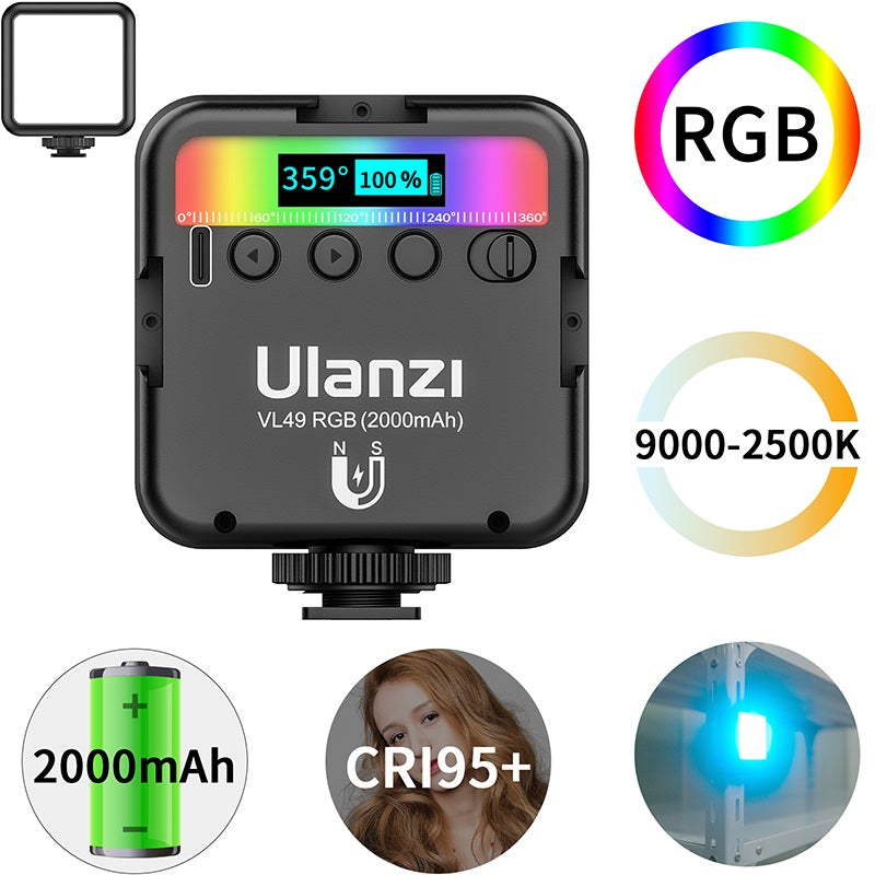 ULANZI Portable RGB LED Photo Light 3000–9000K Pocket Fill Light for Vlogging
