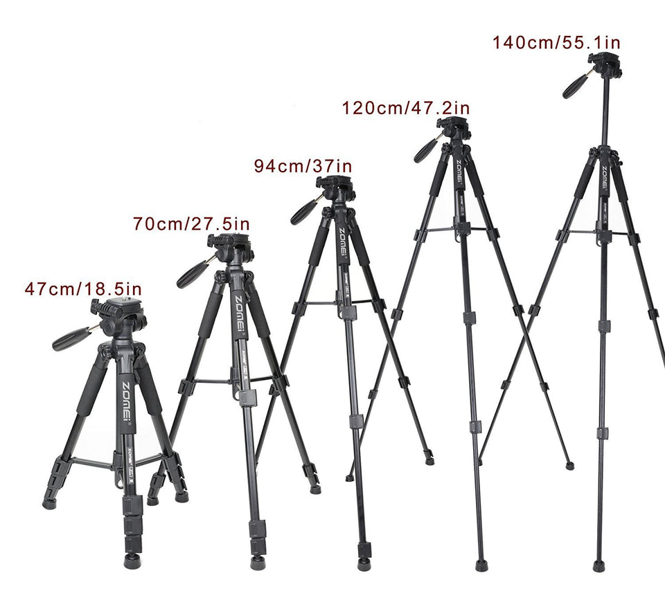 Zomei Q111 55 Inch/140 Cms Aluminum Alloy Tripod With 360° Rotating Pan Head For Professional DSLR Cameras