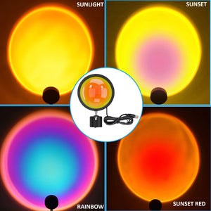 Sunset Lamp with 360° Ball Head ,USB Rainbow Sunlight Night Light For Photography