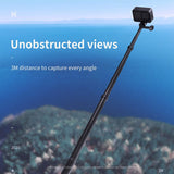 TELESIN 118"/3 Meters Long Selfie Stick for GoPro Max Hero 9/8/7, Insta 360, DJI Osmo Action & Other Action Cameras