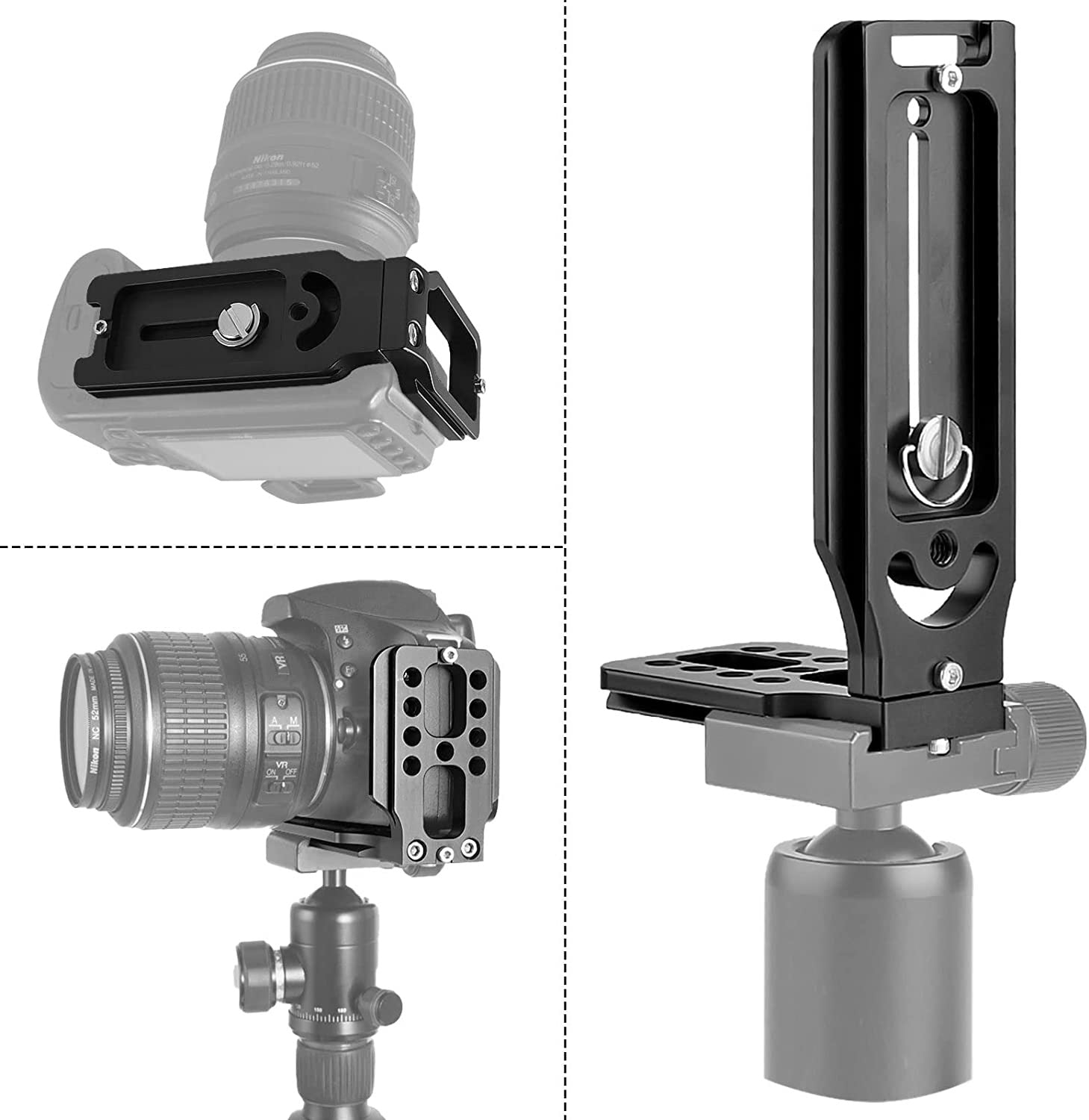 L shape type vertical quick release plate for gimbal and tripod stabilizer