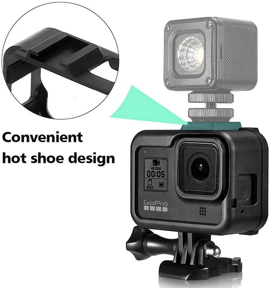 Aluminium Protective Housing Case Vlogging Frame Mount With Microphone Hot Shoe Mount Compatible For Gopro Hero 8 Vlog Setup Action Camera Accessories