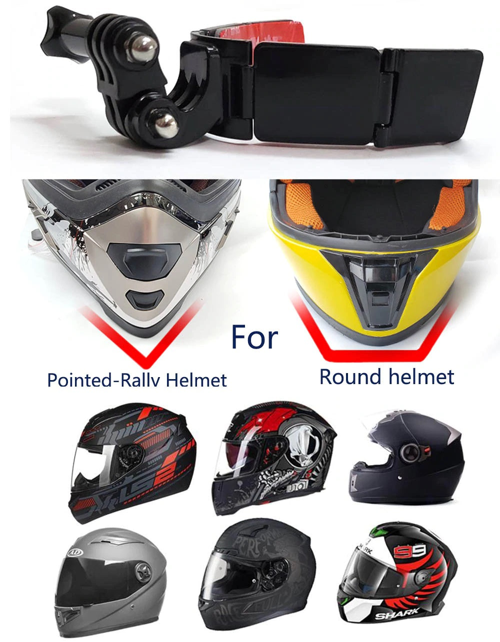 Full Face Motocross Helmet Chin Strap Mount Kit for Go Pro Hero 12/11/10/9/8/7, SJCAM, INSTA 360°, Osmo Action & All Other Action Cameras