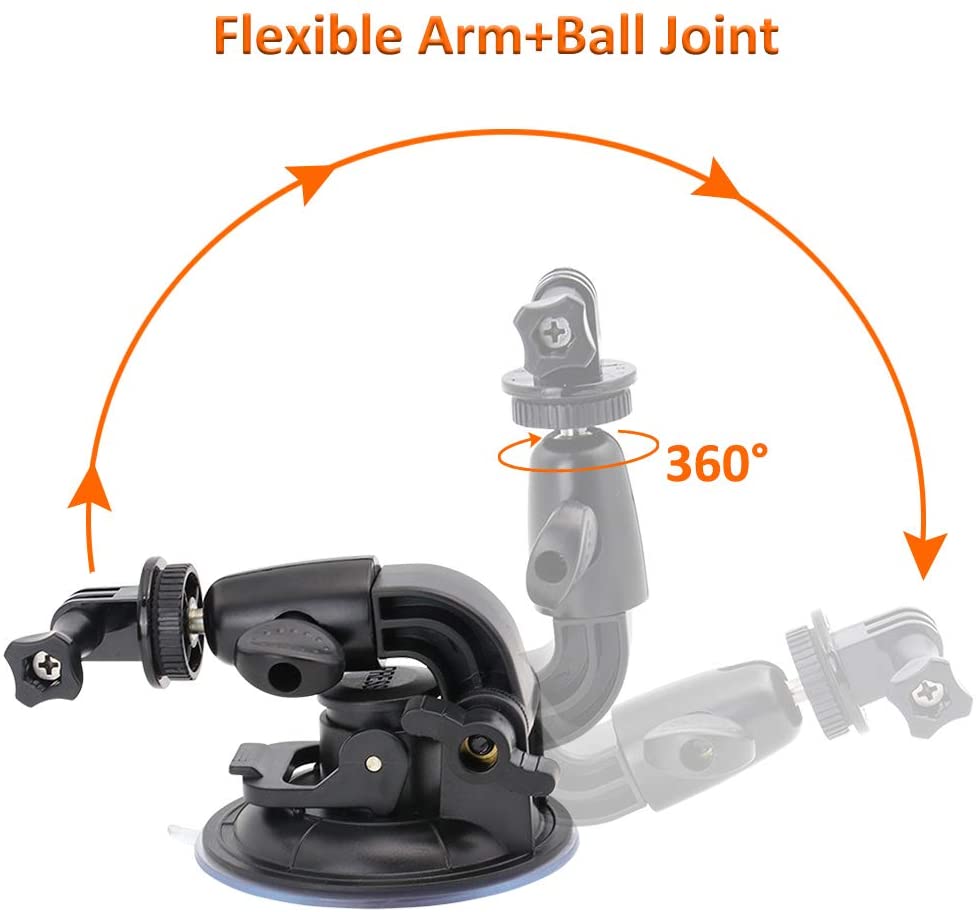 Windshield Car Suction Cup Mount for GoPro Hero 9 8 7 SJCAM Yi Eken Cameras