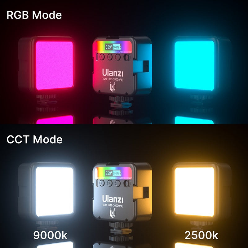 ULANZI Portable RGB LED Photo Light 3000–9000K Pocket Fill Light for Vlogging