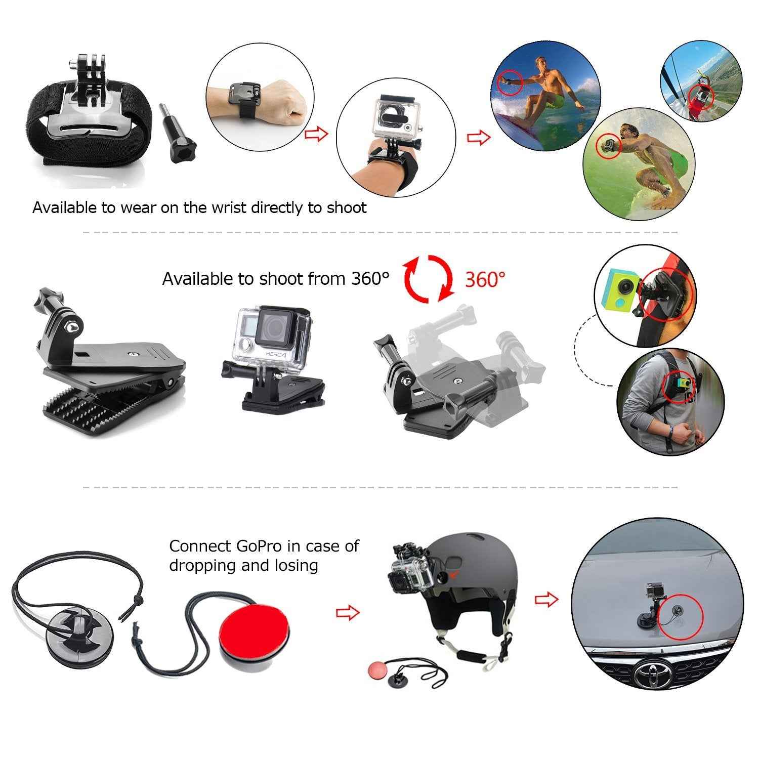 40 in 1 Accessory Kit for GoPro Hero 13/12/10, SJCAM ,Yi & Other Action Cameras