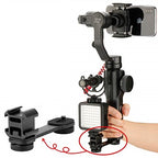 C ShapedDual Hot Shoe Mount Bracket ForNikon Canon Sony Pentax DSLR Camera or Camcorder Accessory Like LED Video Light,Microphone,Monitor,Flash