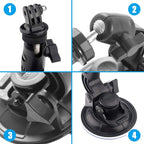 Windshield Car Suction Cup Mount for GoPro Hero 9 8 7 SJCAM Yi Eken Cameras
