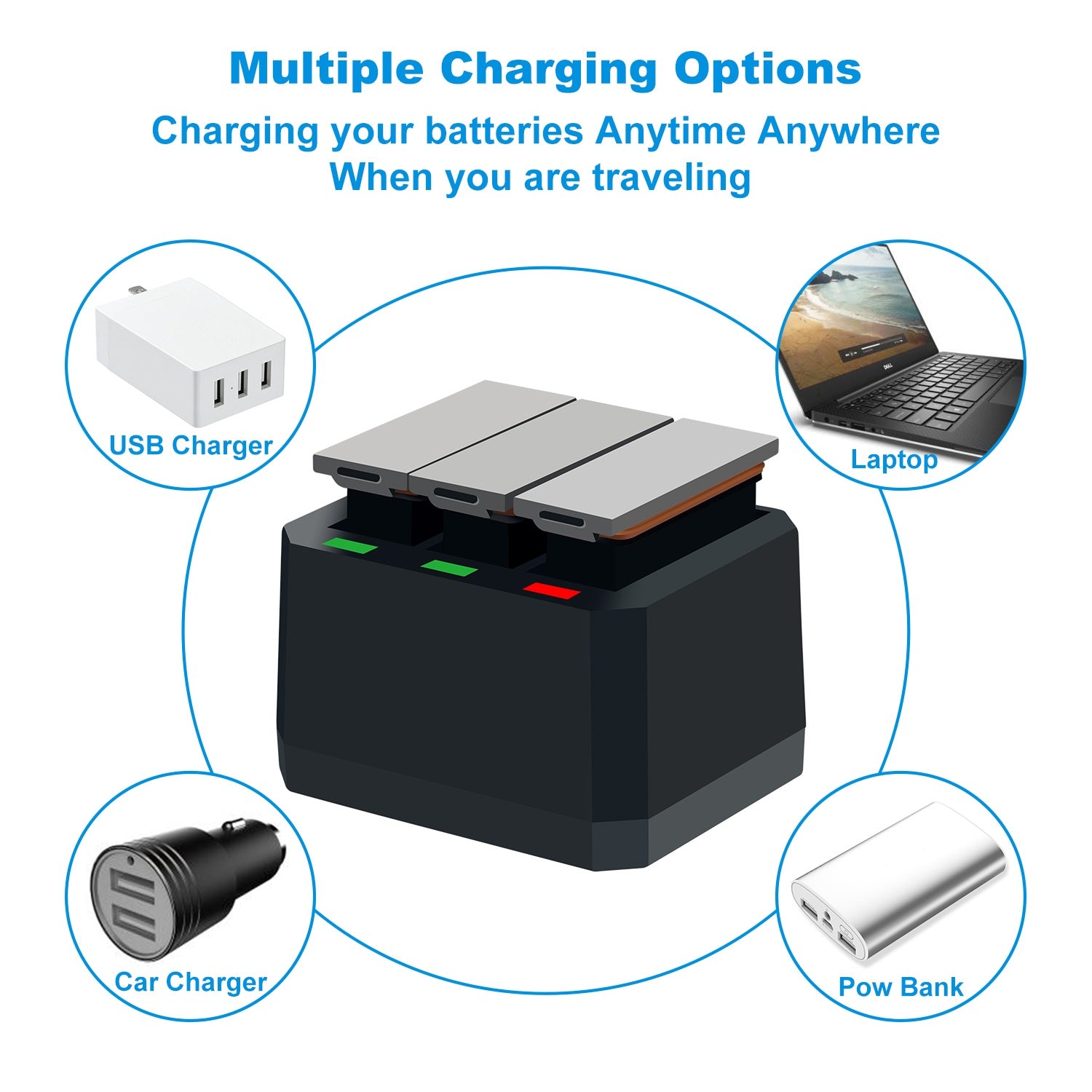 3 Channel Battery Charger for DJI Osmo Action Camera