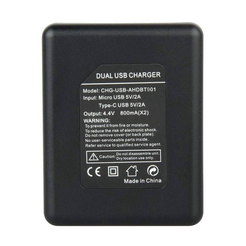 Dual Port AHDBT 901 Battery Charger for GoPro Hero 9/10/11/12 Black | Yantralay