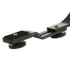 C ShapedDual Hot Shoe Mount Bracket ForNikon Canon Sony Pentax DSLR Camera or Camcorder Accessory Like LED Video Light,Microphone,Monitor,Flash