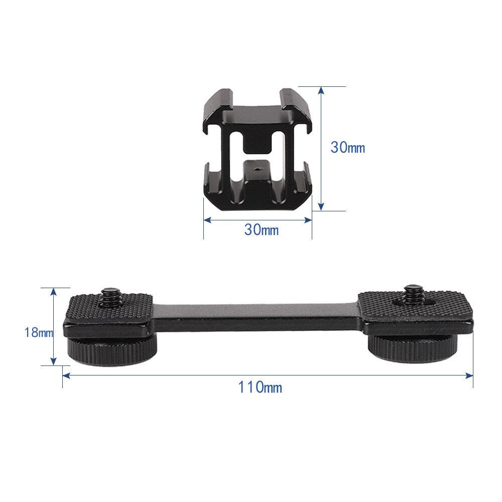 C ShapedDual Hot Shoe Mount Bracket ForNikon Canon Sony Pentax DSLR Camera or Camcorder Accessory Like LED Video Light,Microphone,Monitor,Flash
