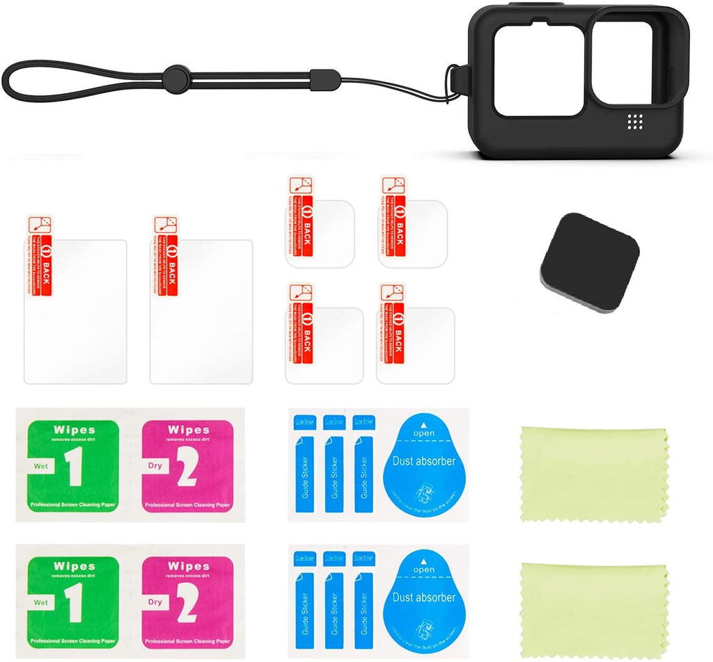 Silicone Lanyard Protective Cover & Silicone Lens Cap For GoPro Hero 9 Black