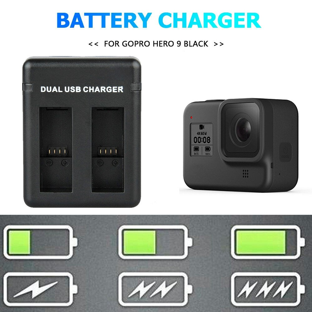 Dual Port AHDBT 901 Battery Charger for GoPro Hero 9/10/11/12 Black | Yantralay