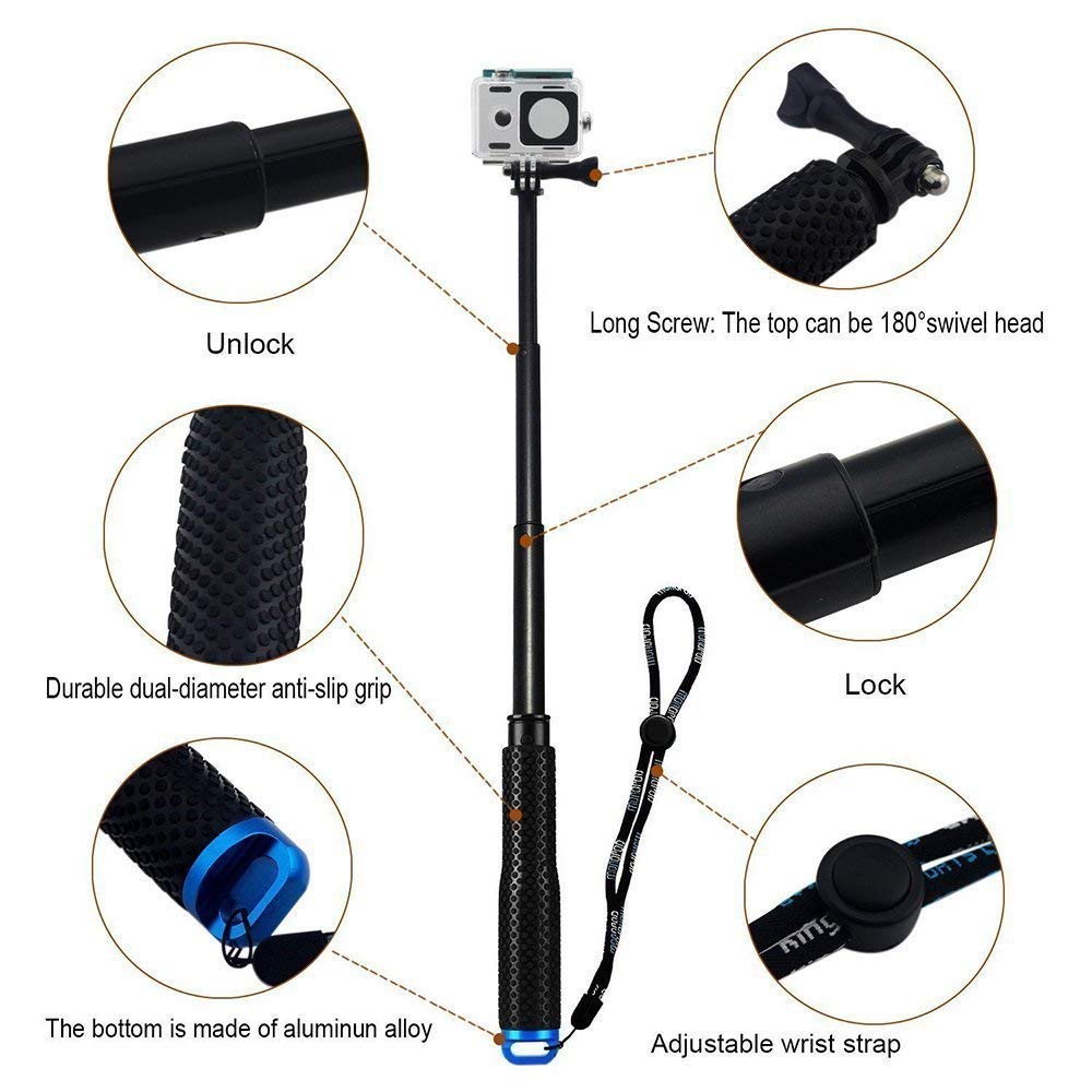 36 Inch Monopod Selfie Stick for GoPro Hero 10 9 8 7 6 Action Cameras