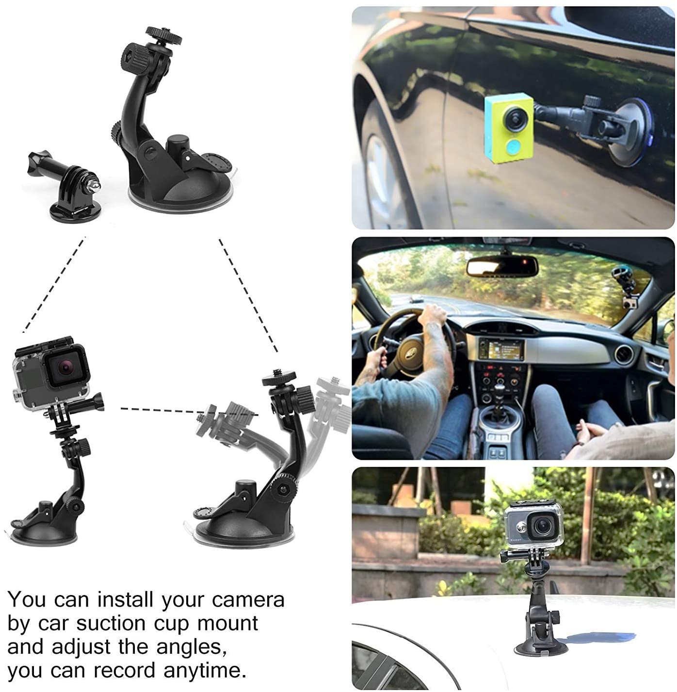 Action Camera Bracket Car Mount Suction Cup Windshield For GoPro Hero|DJI  OSMO