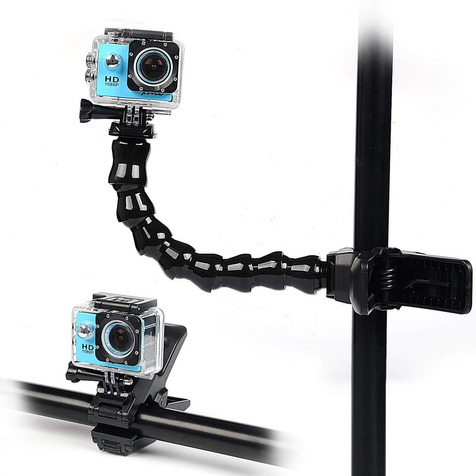 Gun/Rod/Bow Camera Clamp Mount Fishing Pole Clamp with Front Rear Camera  Mounts for GoPro Hero 4 3 Session, Xiaomi Yi, SJCAM