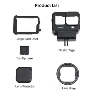 ULANZI G8-9 Vlogging Case For Hero 8 with Cold Shoe Mount & Microphone Adapter Housing Case With 52MM Filter Ring Comaptible with Gopro Hero 8