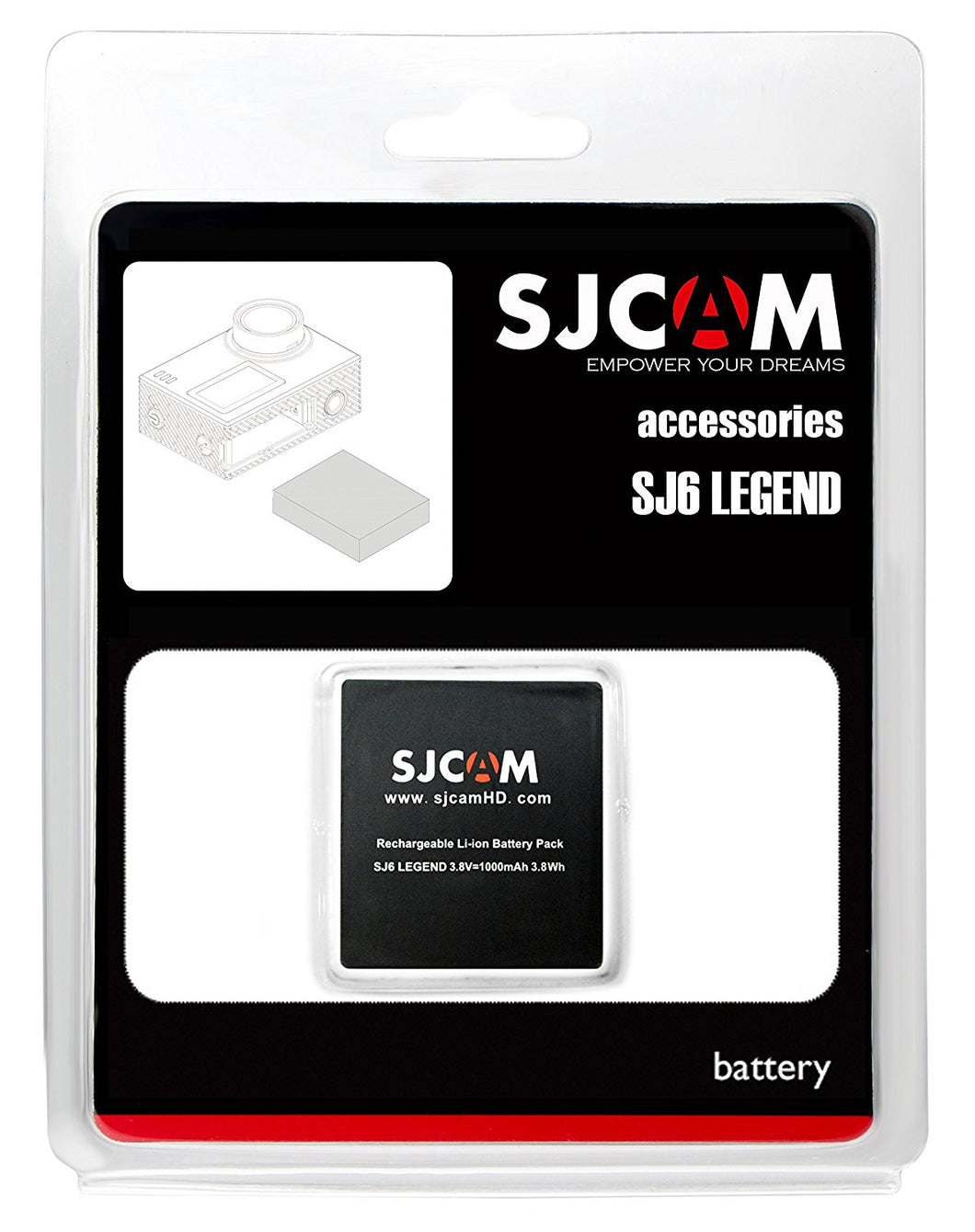 SJCAM Replacement 3.8V 1000mAh Li-ion Battery for SJ6 LEGEND